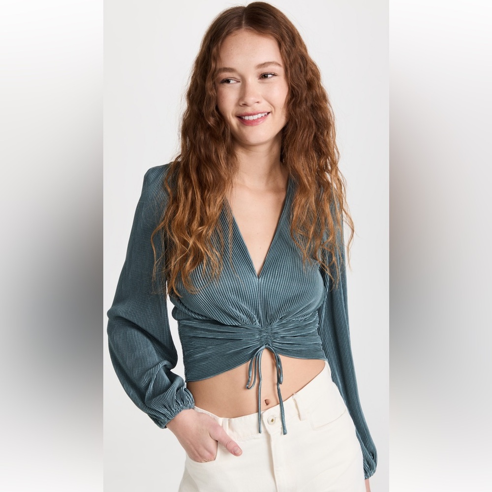 ASTR the Label Green Silk Top